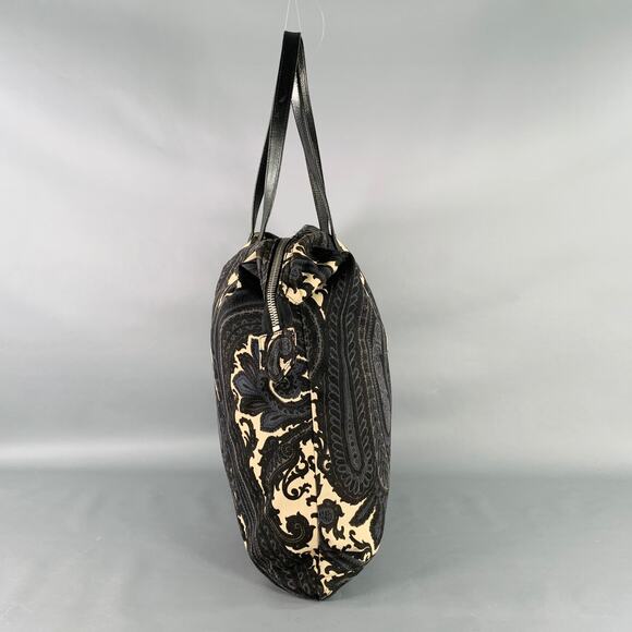 DRIES VAN NOTEN Black Cream Paisley Canvas Tote Handbag - Picture 2 of 9